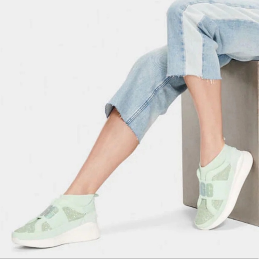 UGG Neutra Chunky Glitter Platform Sneaker in Mint Green Slip On - Picture 10 of 10